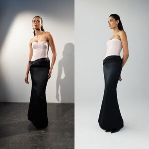 Nafsika Skourti The Two Tone Undressed Satin Boned Strapless Gown UK6/XS $1,550